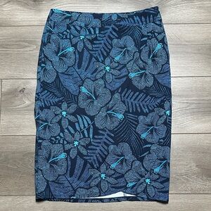 RipSkirt Hawaii 25” Blue Floral Wrap Skirt Length 3 Size Small